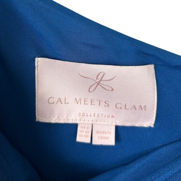 Gal Meets Glam Sylvia Jumpsuit Blue One Shoulder Bow size 6 Small Sleeveless - Picture 11 of 12